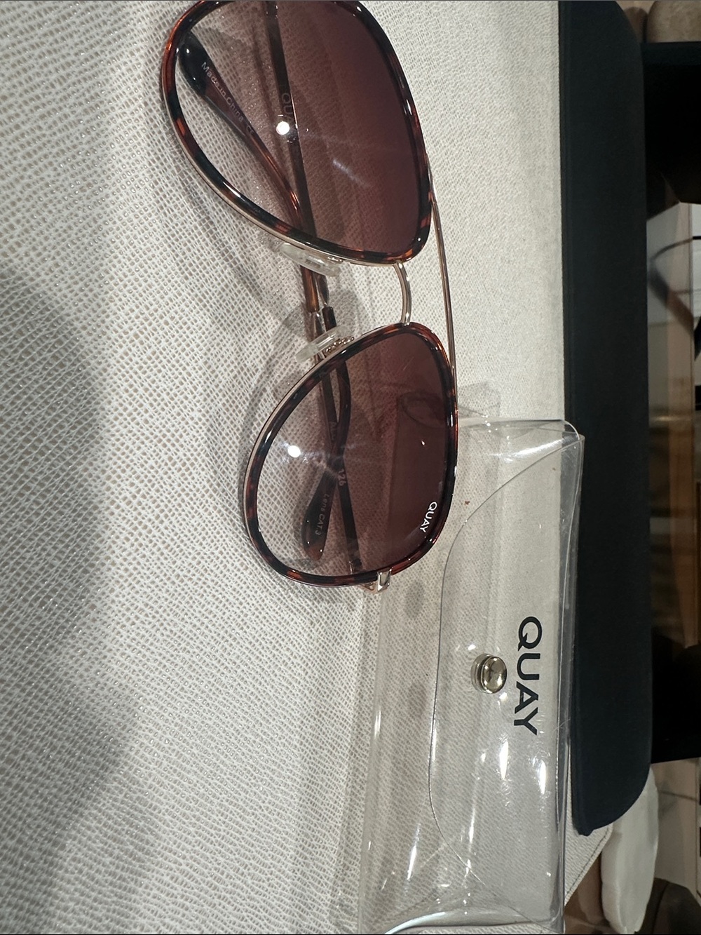 Quay Australia Brown Tortoise Aviator Sunglasses with Brown Lenses